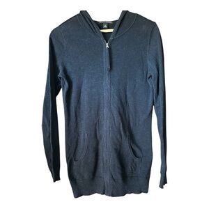Banana Republic Women's Navy Zip-Up hooded Sweater